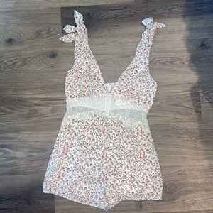 White floral lace romper